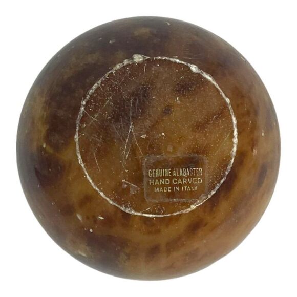 Italian Modern Alabaster Marble 3in Sphere or Paperweight in Orange MCM Retro - Picture 2 of 7